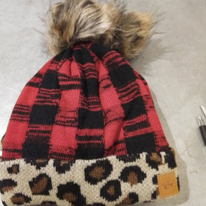 Red Beanie w/ Leopard