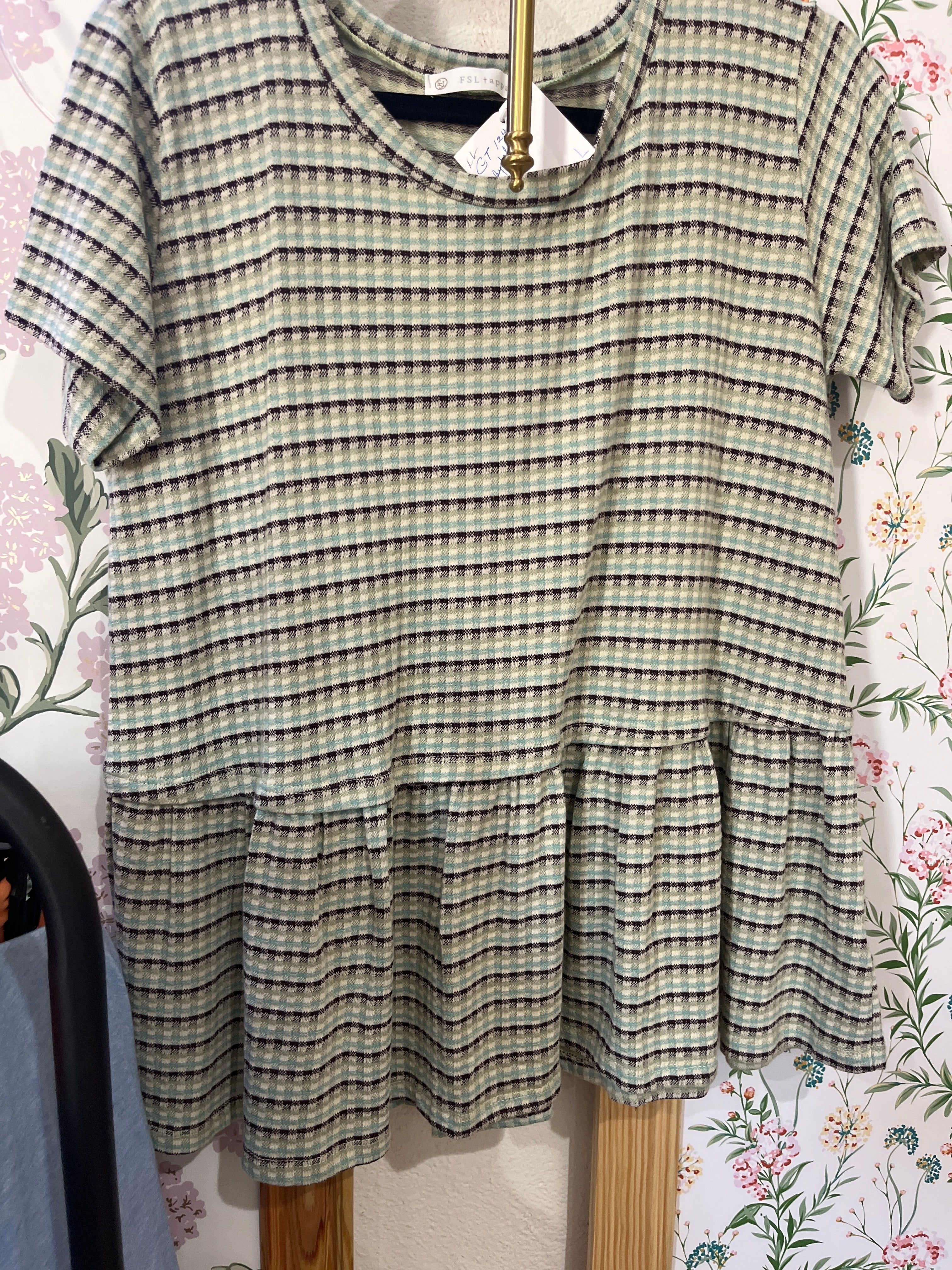 Teal Striped Shirt