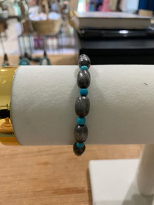 Turquoise/Silver Beaded Bracelet