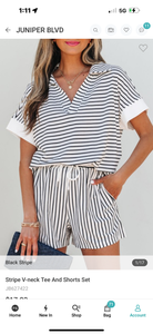 Black Stripe Short Set