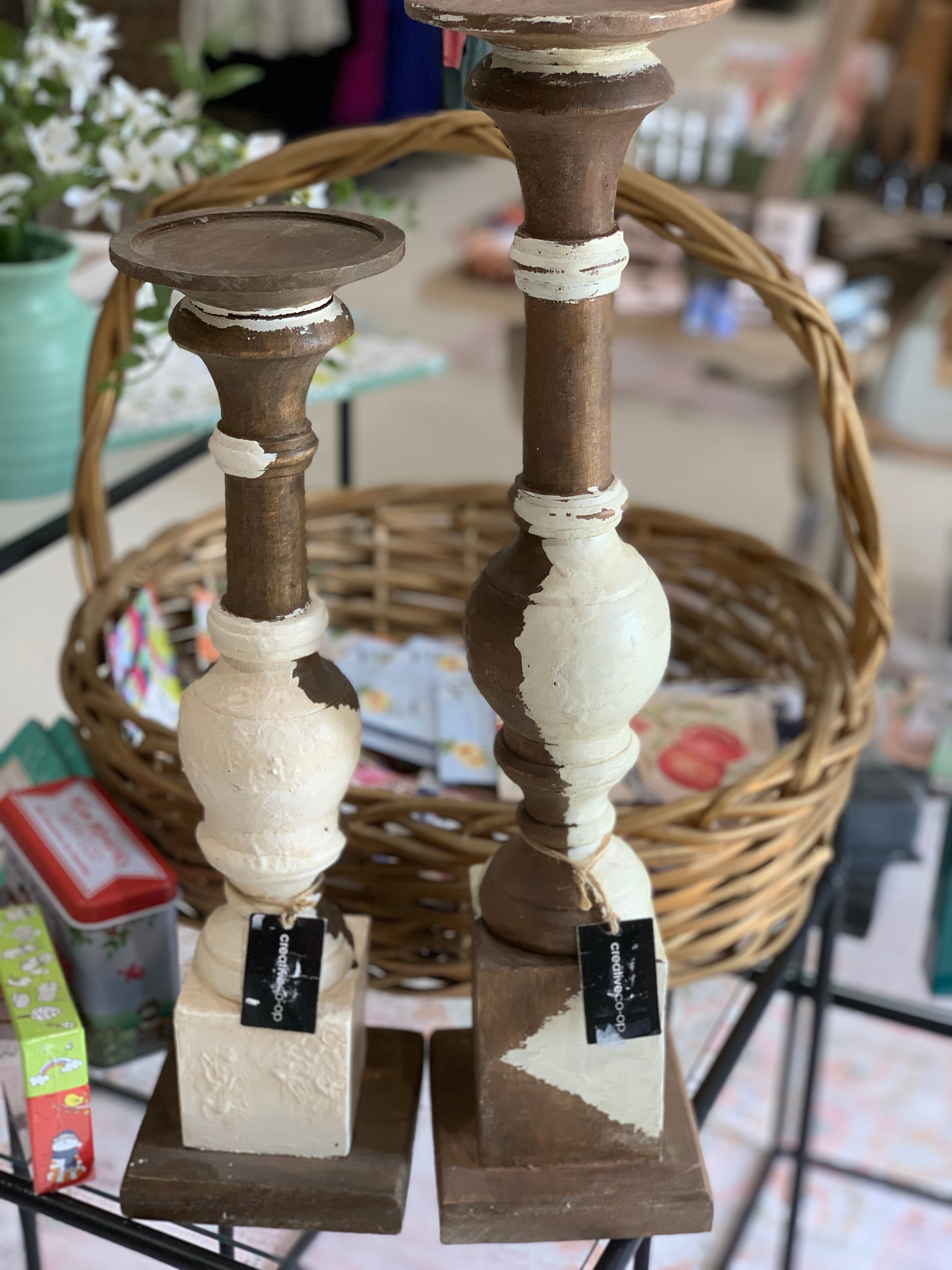 Wooden Candle Stick Set