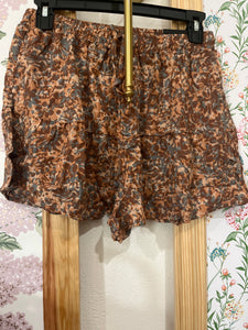 Blue And Neutral Floral Flowy Shorts