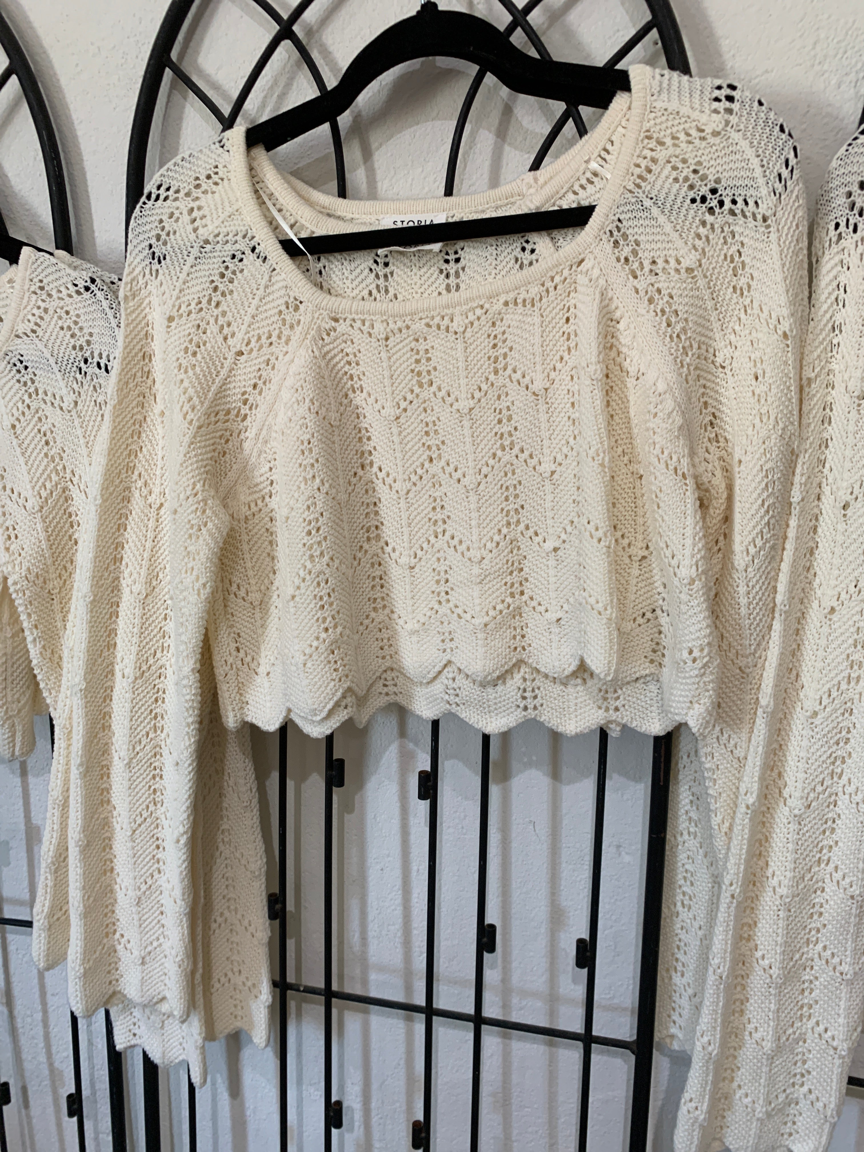 Cream Crochet Top S M L