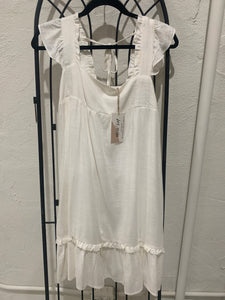 Linen Shift Dress-White