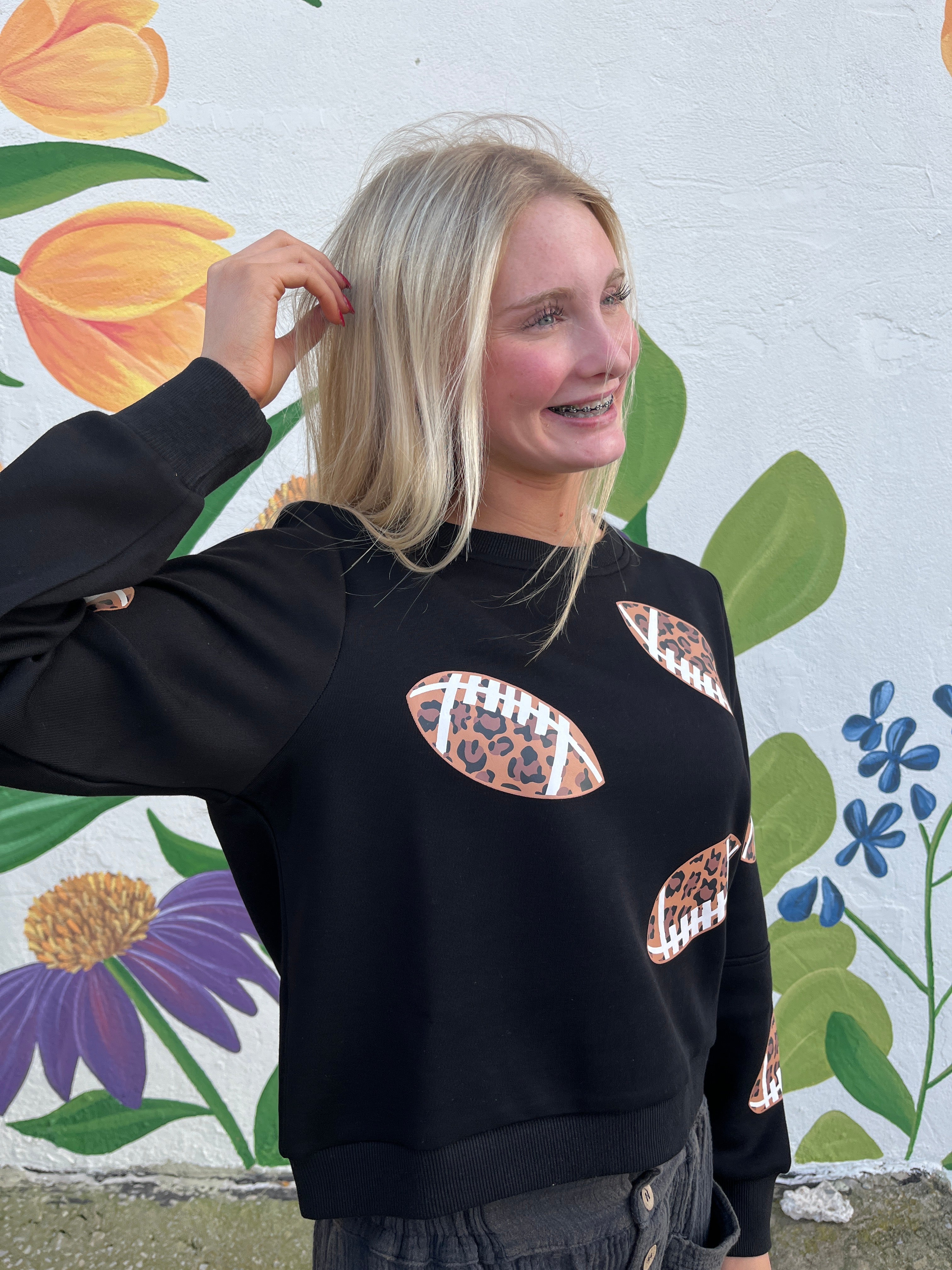 Leopard Print Football Sweater