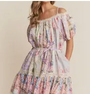 Lace & Floral Print Dress