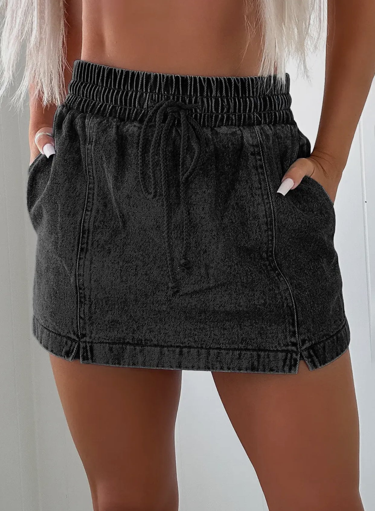 Black Denim Skort- 4 6 8 10 12