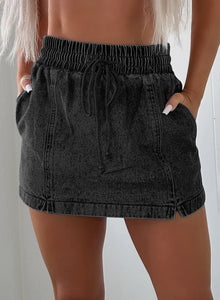 Black Denim Skort- 4 6 8 10 12