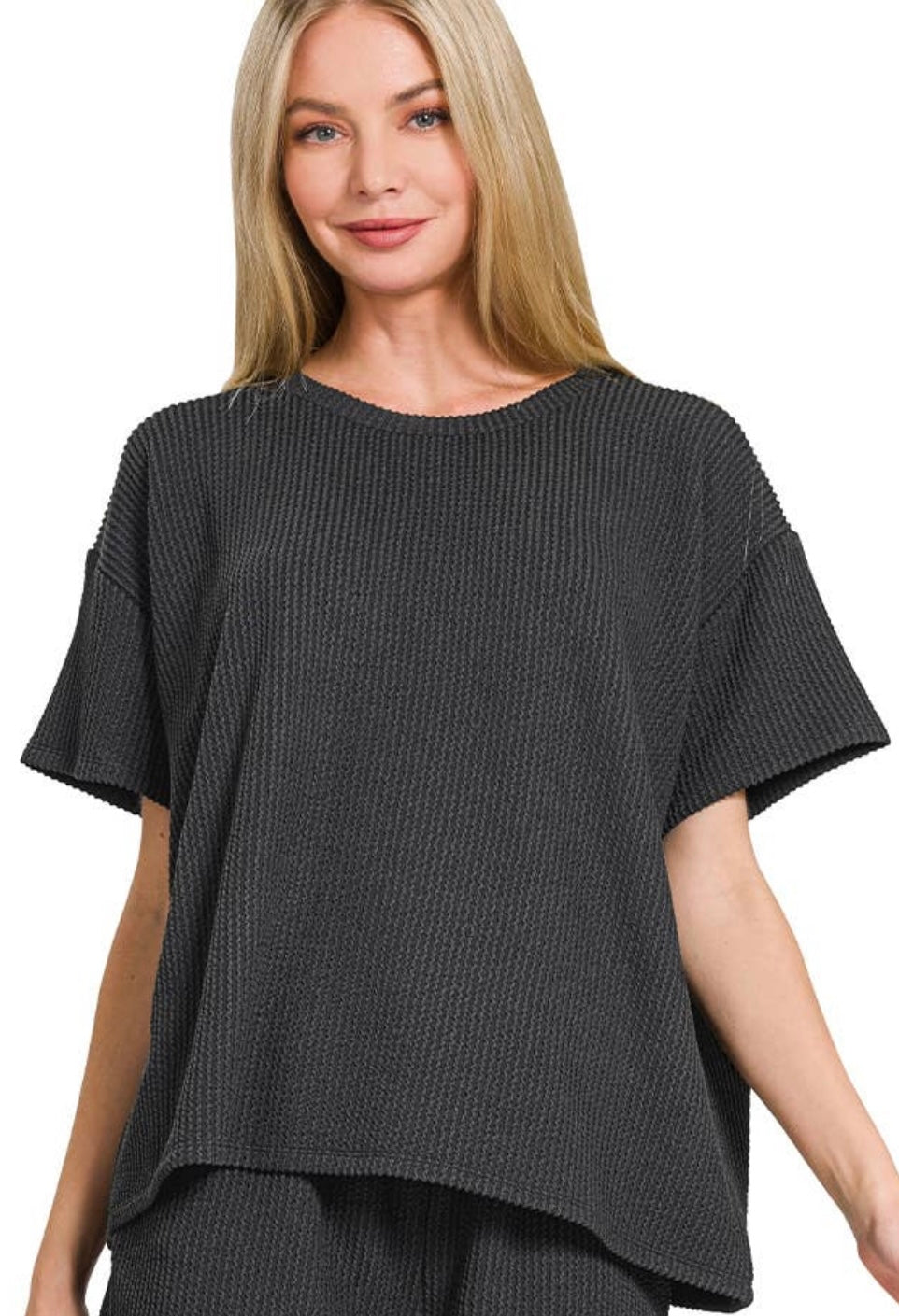 Ribbed V-Neck- Black SM LXL