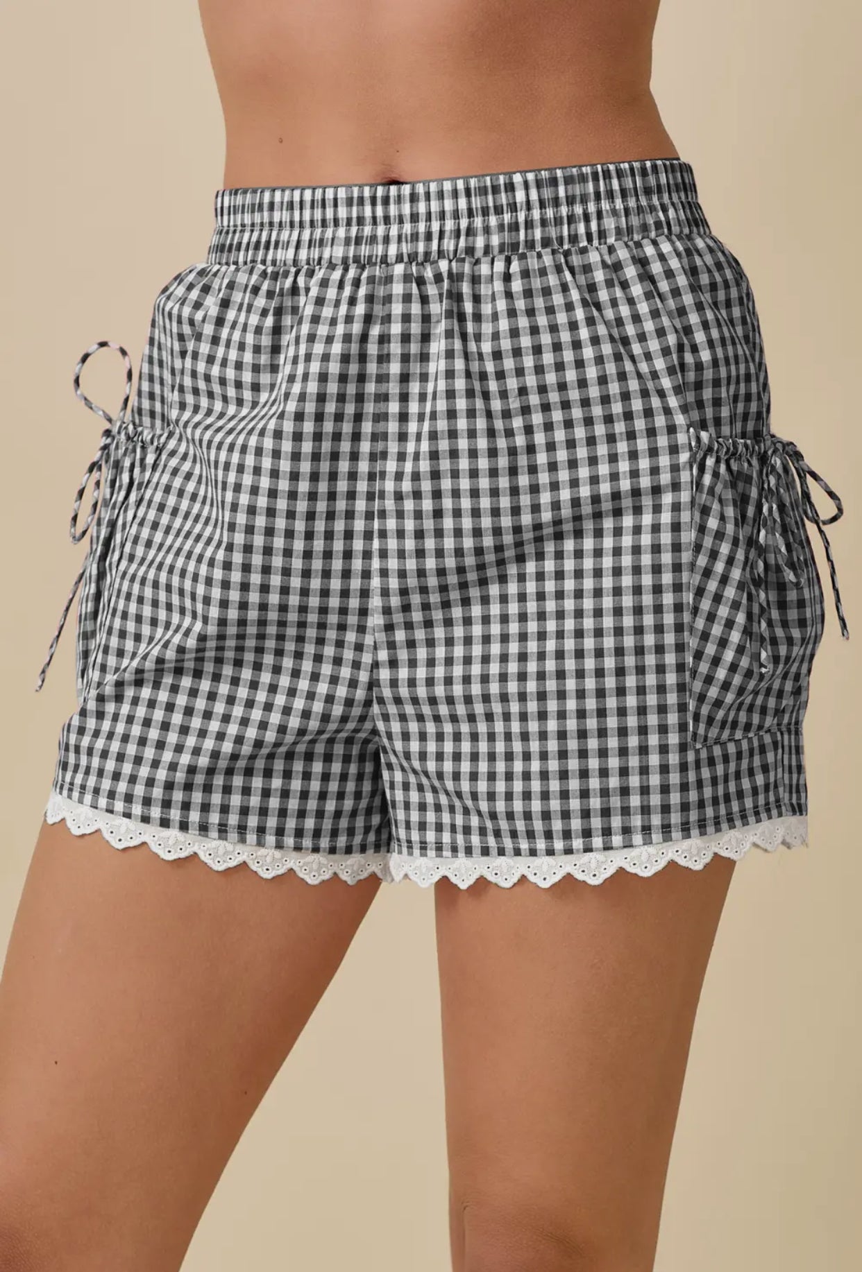 Black Gingham Short