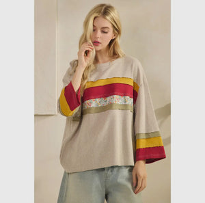 Colorblock Floral Stripe- S M L