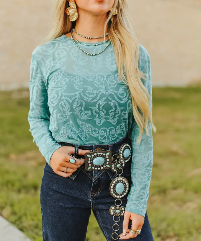 Turq Burnout Lg Sleeve- S M L