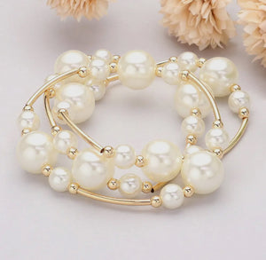 Pearl&Gold Stretch Bracelet