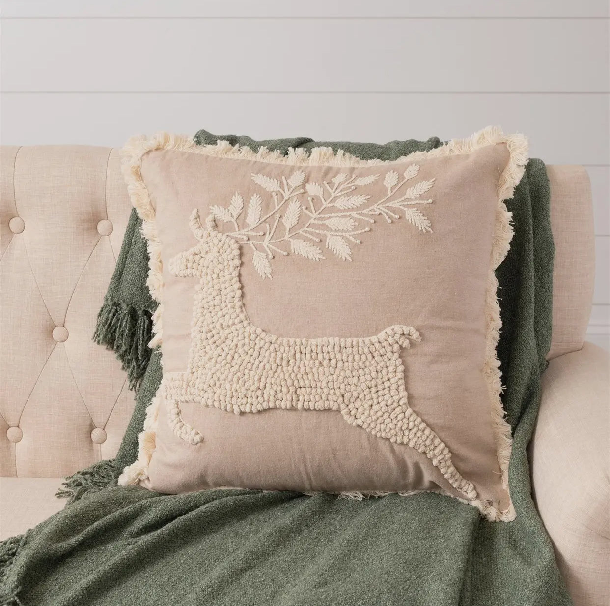 Reindeer Pillow Embroidered