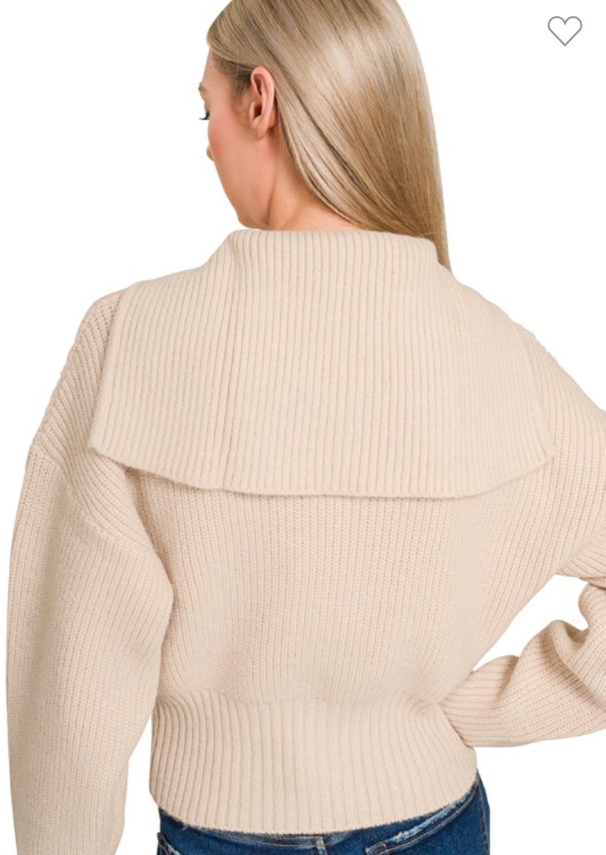 Double Zip Sweater-Beige