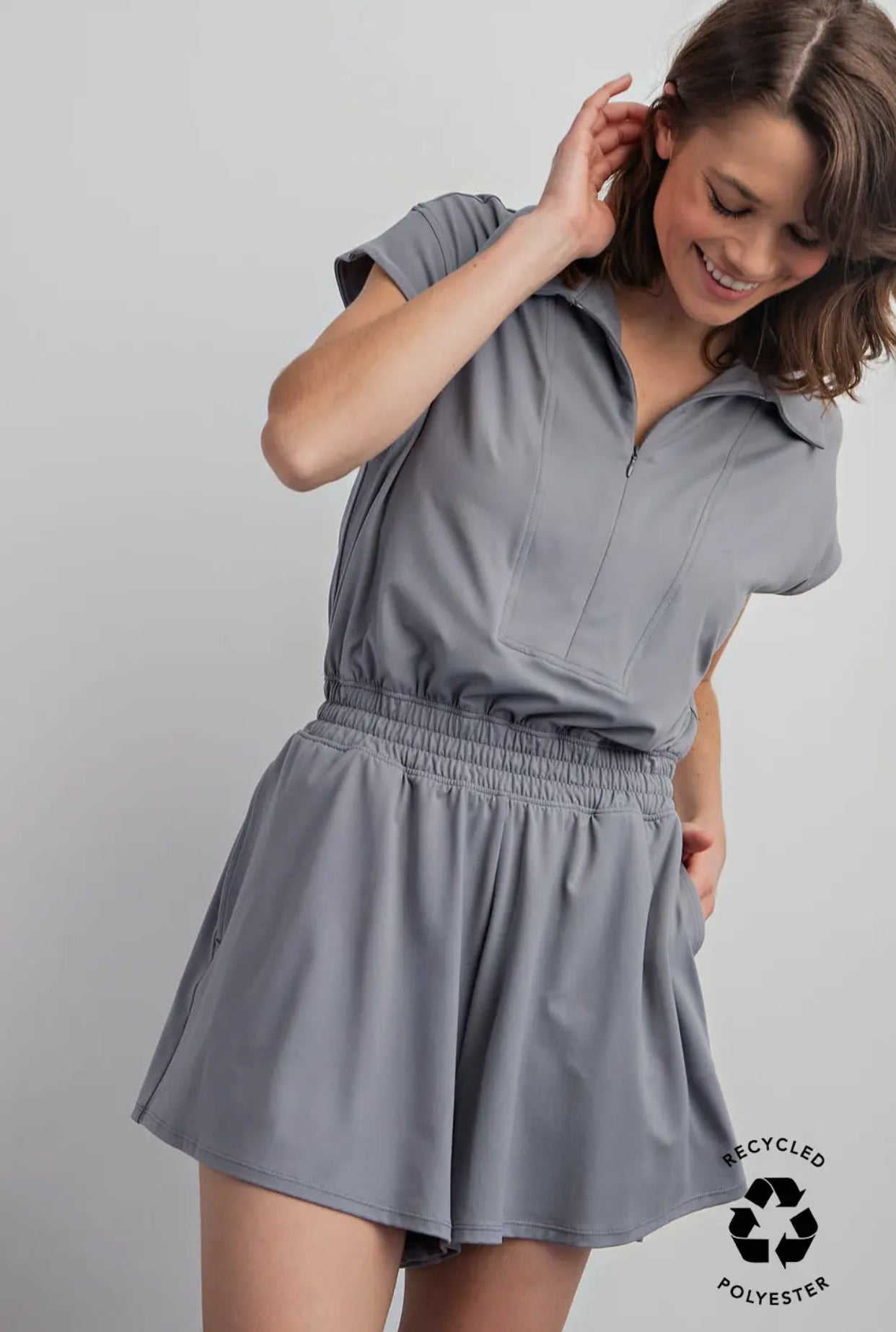Sporty Romper-Taupe
