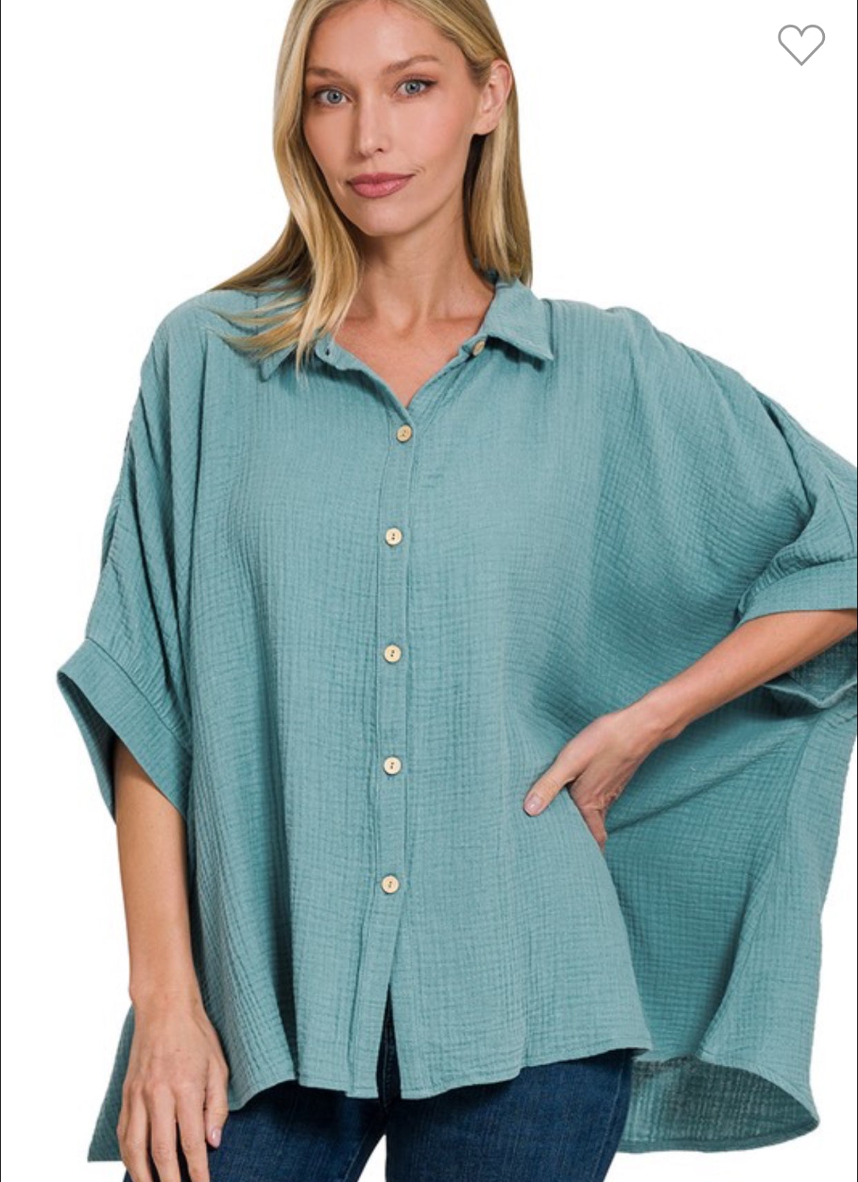 Gauze Top- Teal