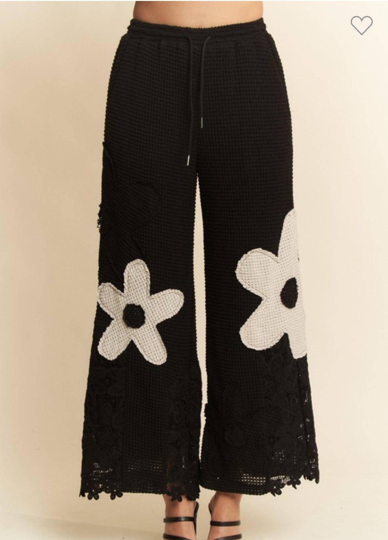 Black/Cream Flower Patch Pant S M L