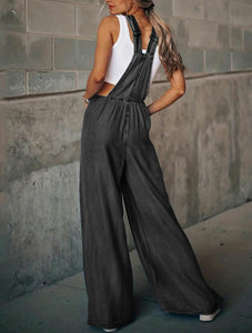 Wide Leg Overalls Black
