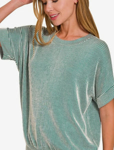 Ribbed Shirt-Green/White SM LXL