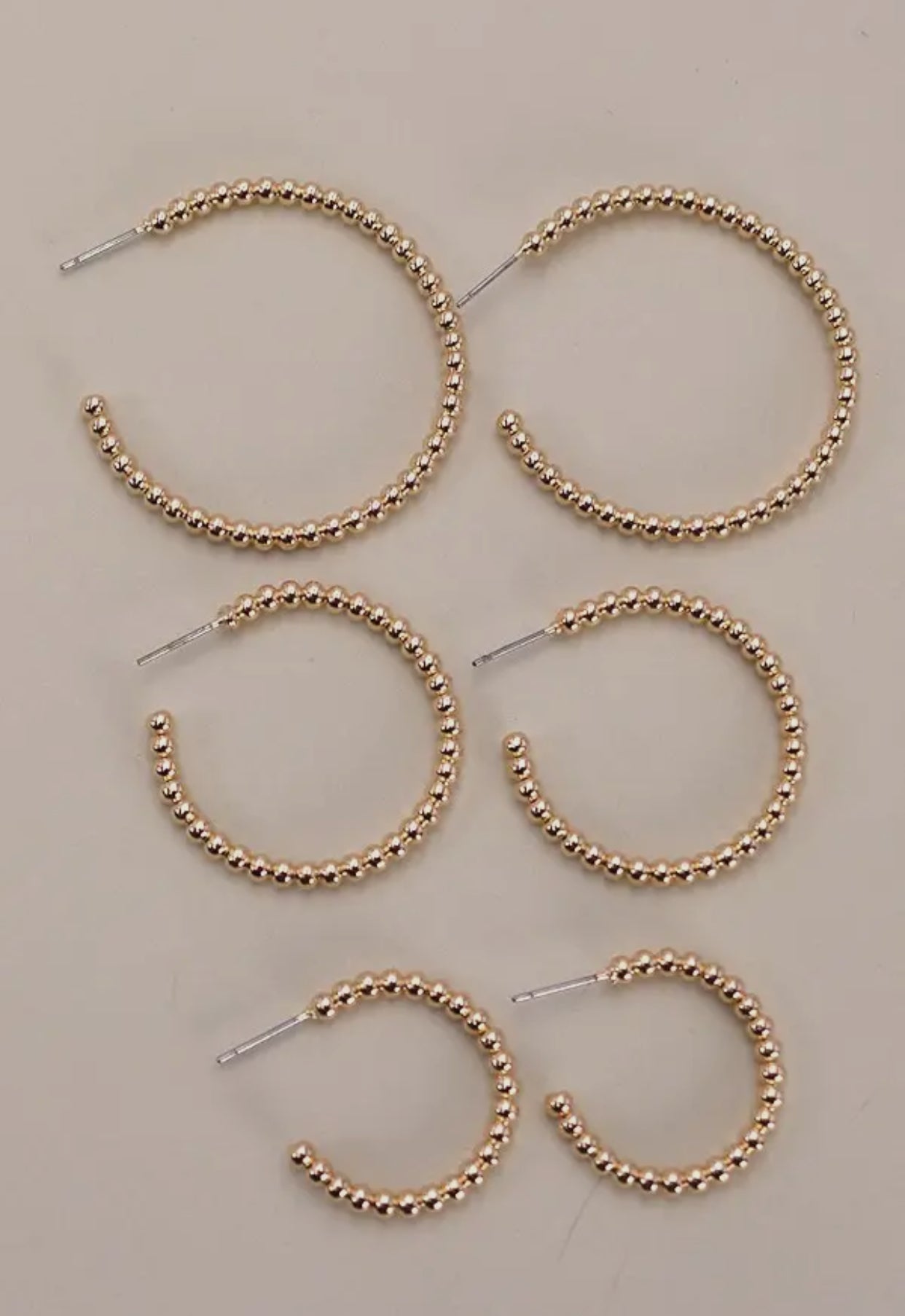 Beaded Gold Hoop Set
