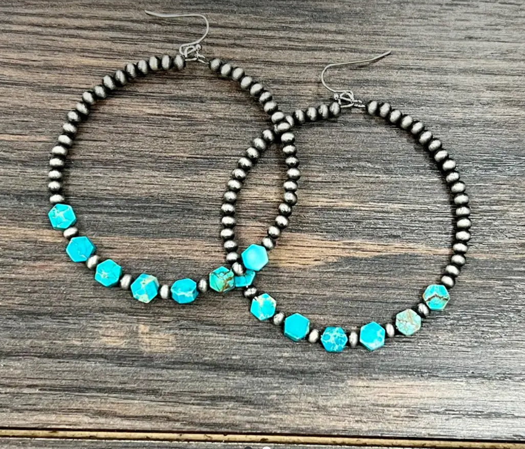 Turquoise/Silver Hoop