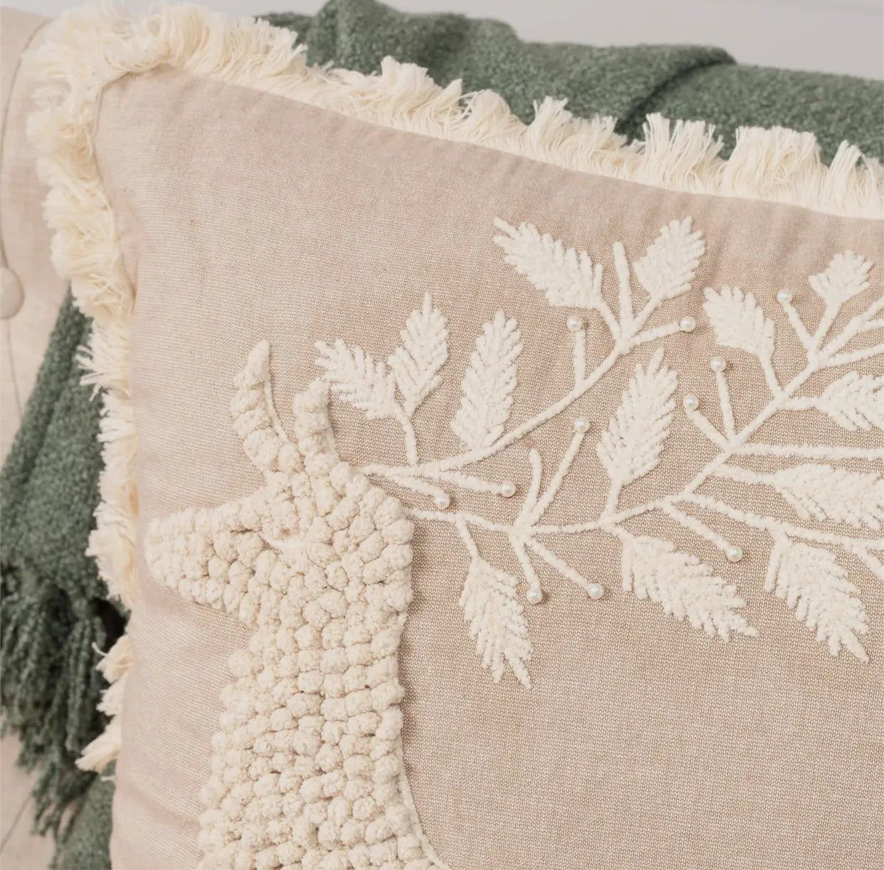 Reindeer Pillow Embroidered