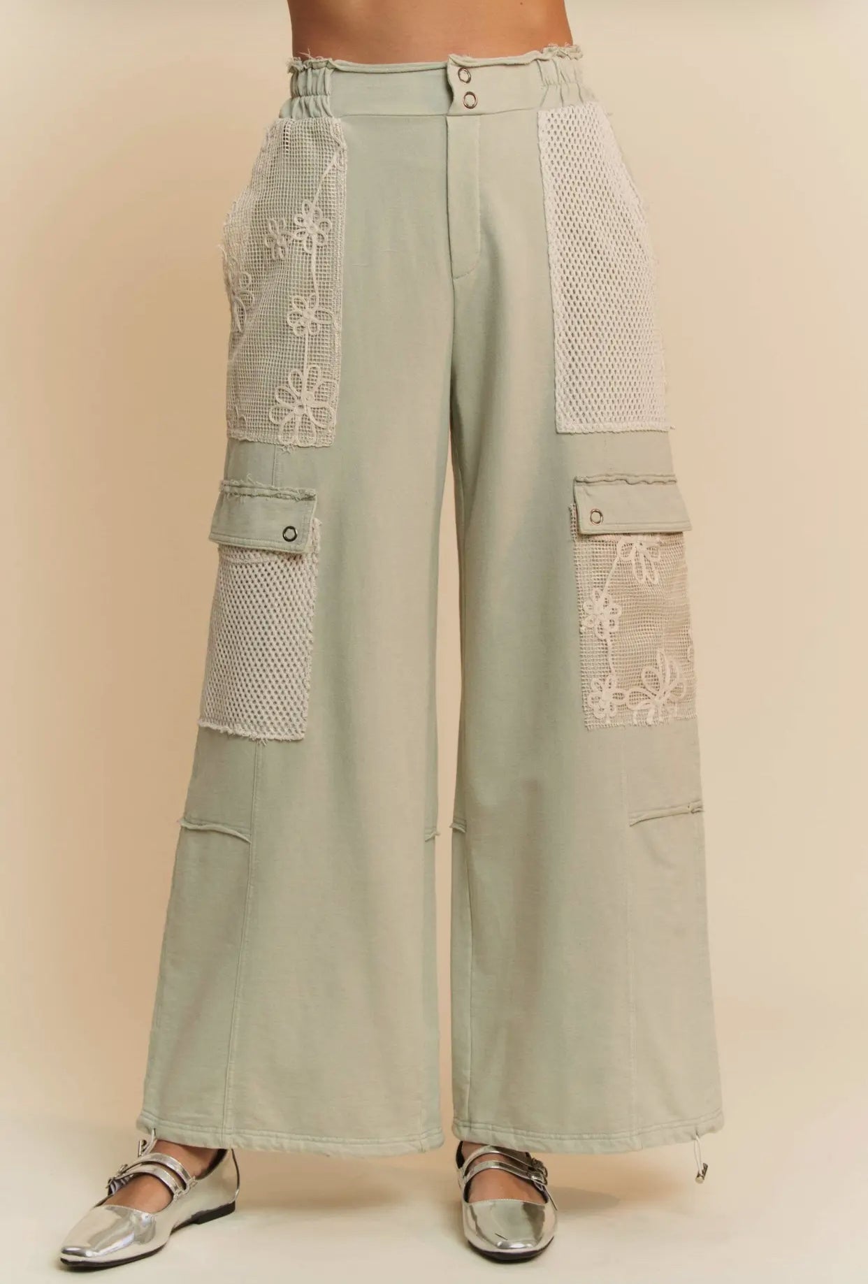 Lace Patchwork Bottoms-Sage