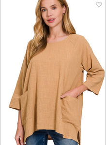 Linen Top- Camel