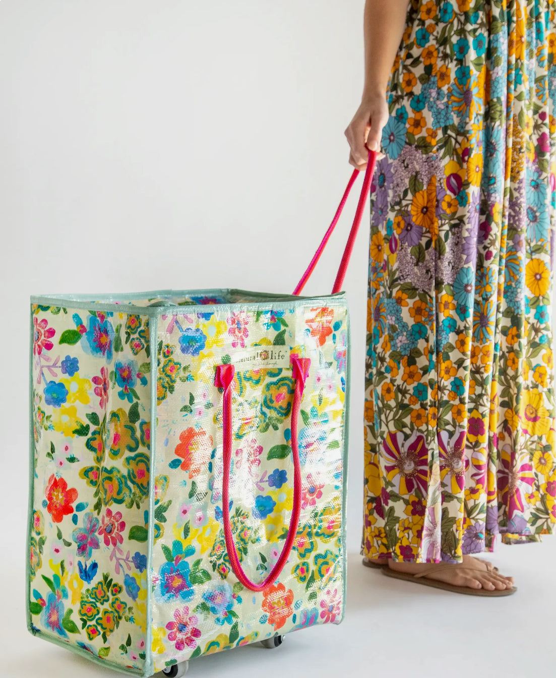 Rolling Tote Bag LG- Floral Garden