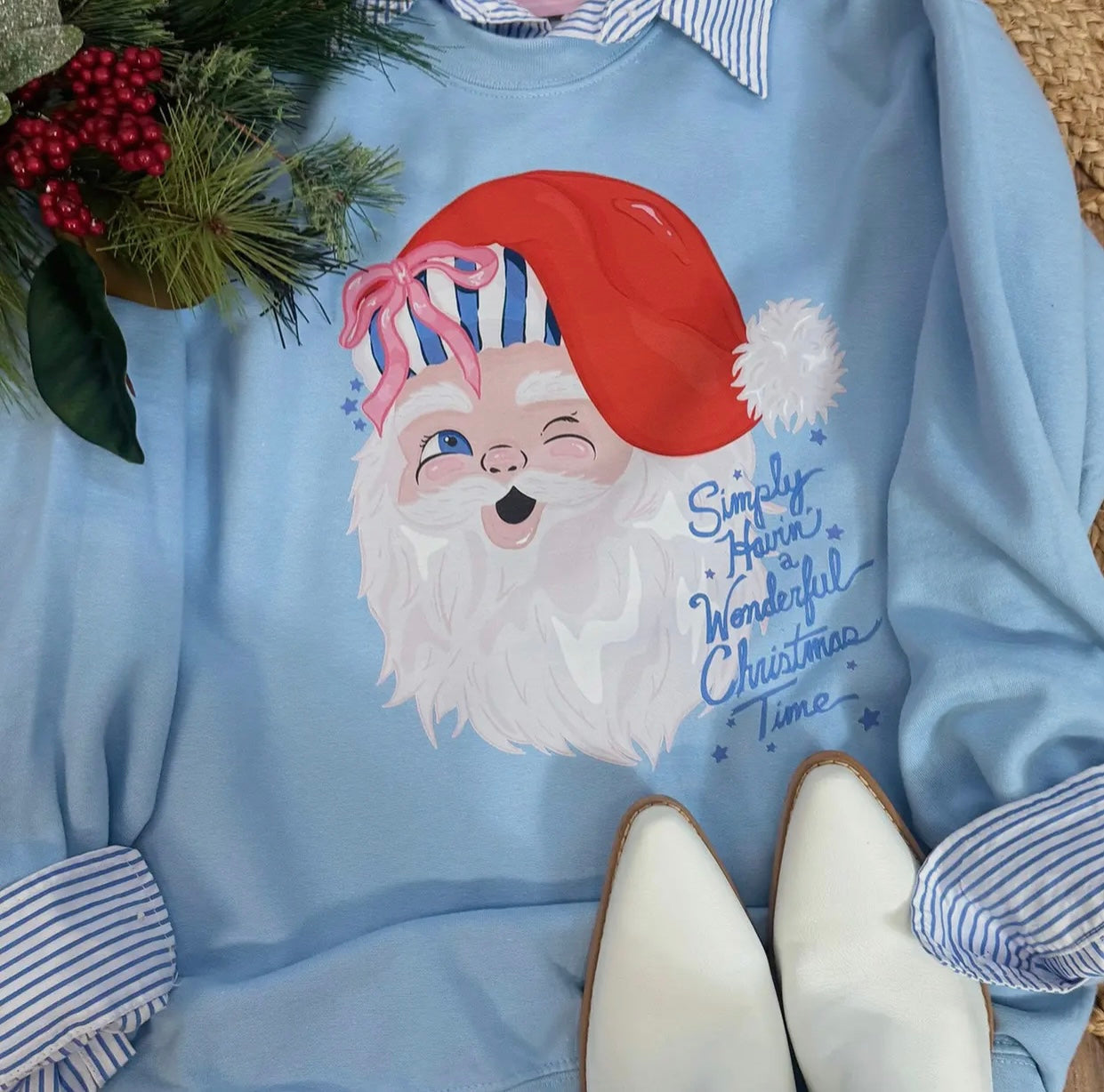 Baby Blue Santa Sweatshirt