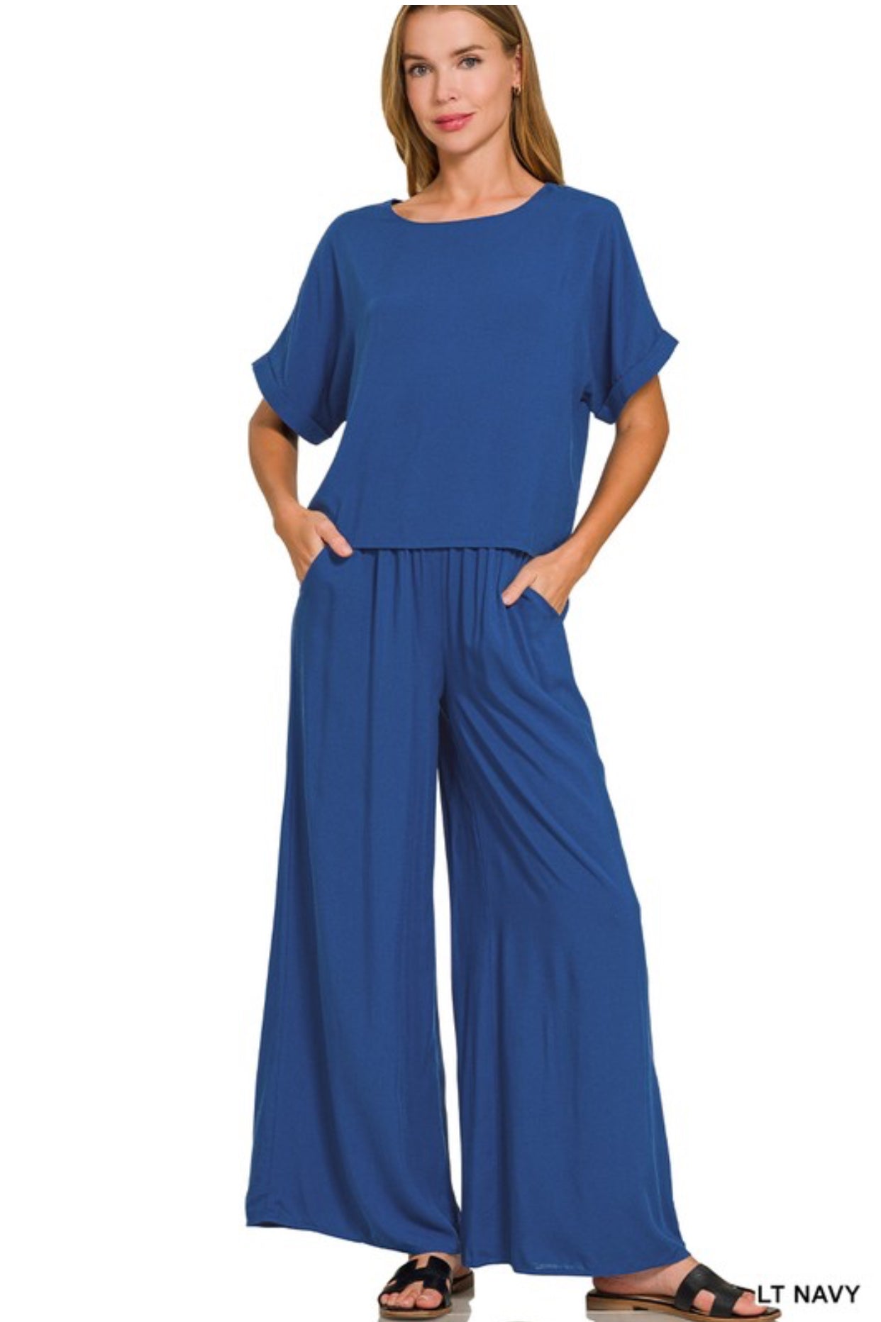 Navy Linen Set- S M L