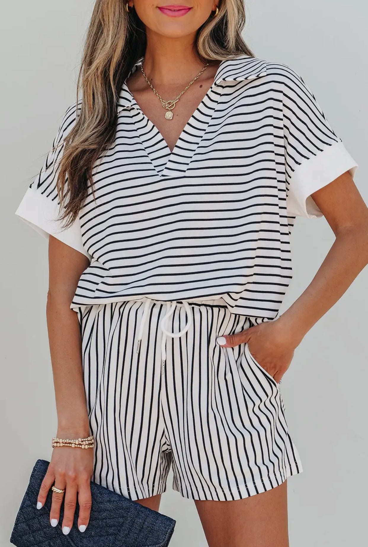 Bl/Wh Striped Set S M L XL