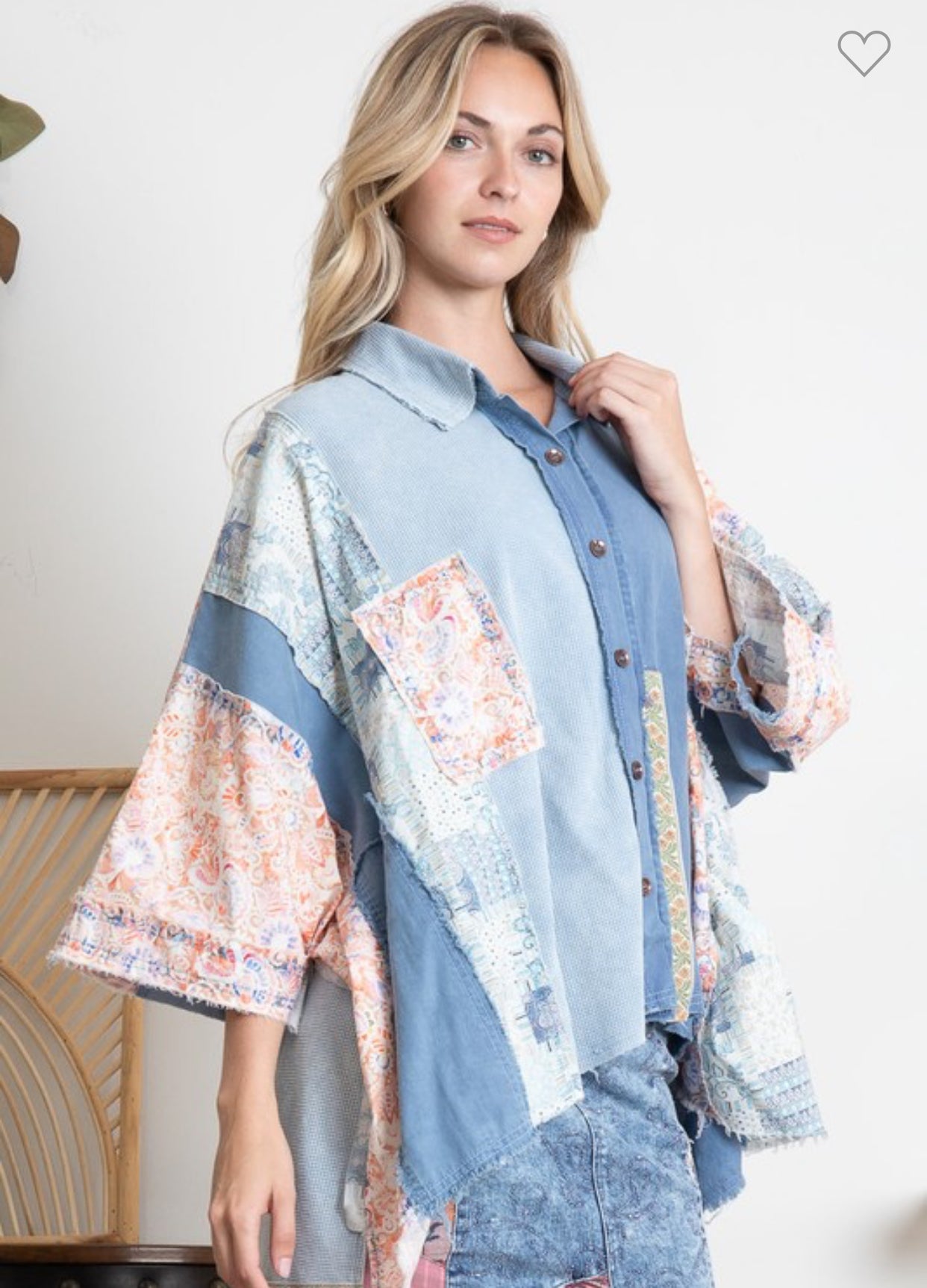 Denim Blue Patchwork Top