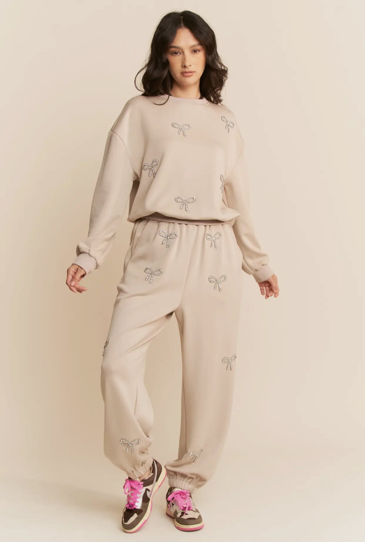 Rhinestone Bow Sweat Set