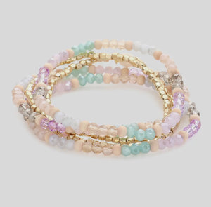 Pink&Blue Beaded Bracelet Stack
