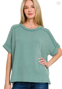 Ribbed Tee- Teal