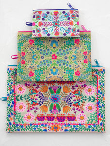 Everything Pouches(3)-Taupe Folk Flower