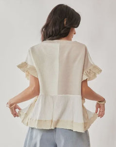 Floral Crochet Top- Beige S M L