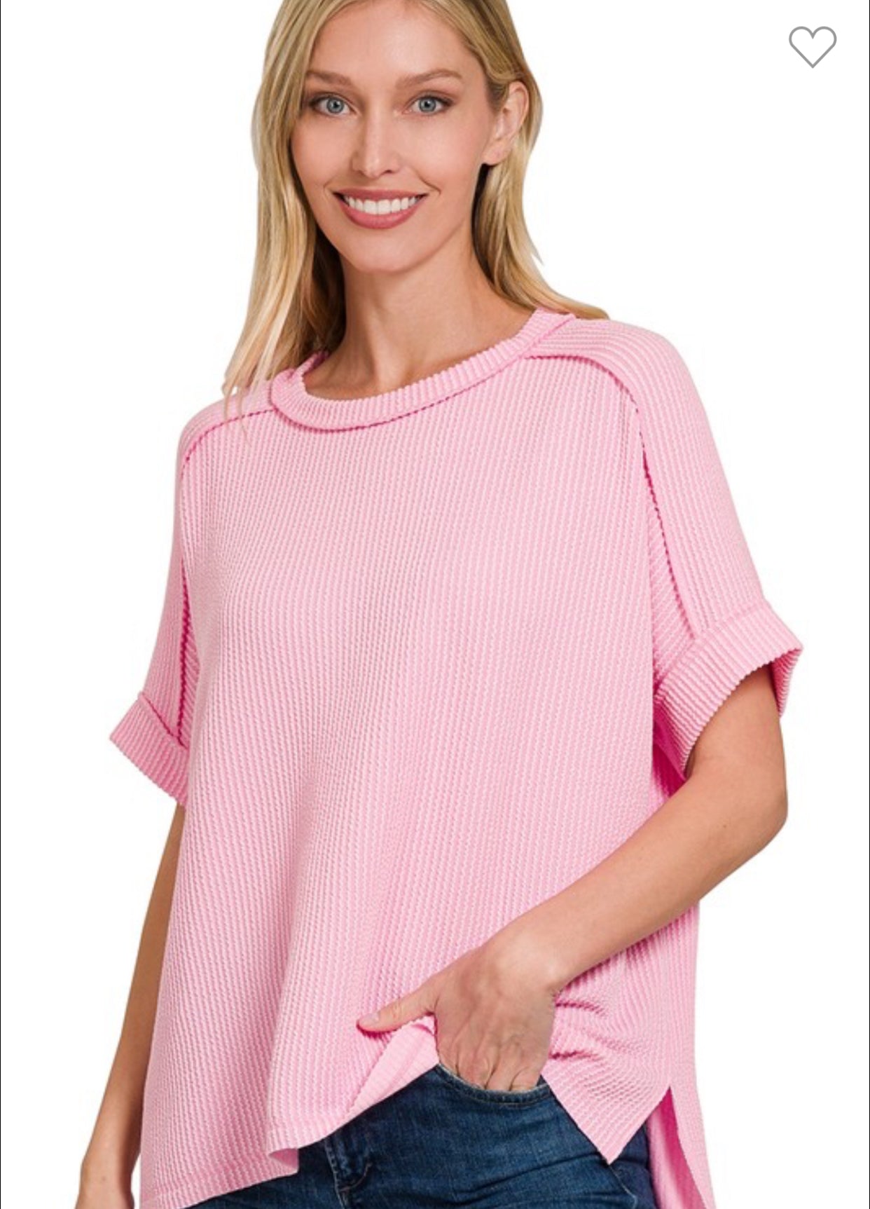 Ribbed Tee- Pink