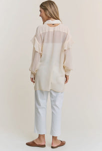 Shear Button Up Blouse- Cream