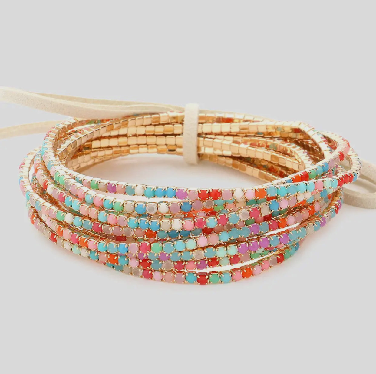 Multicolor Rhinestone Bracelet Stack