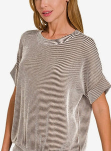 Ribbed Brown/White- S M L