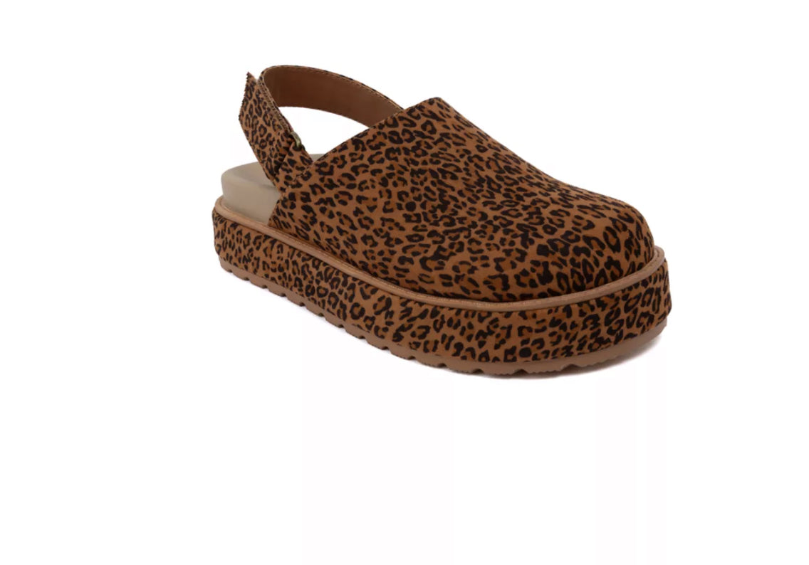 Leopard Print Suede Clogs
