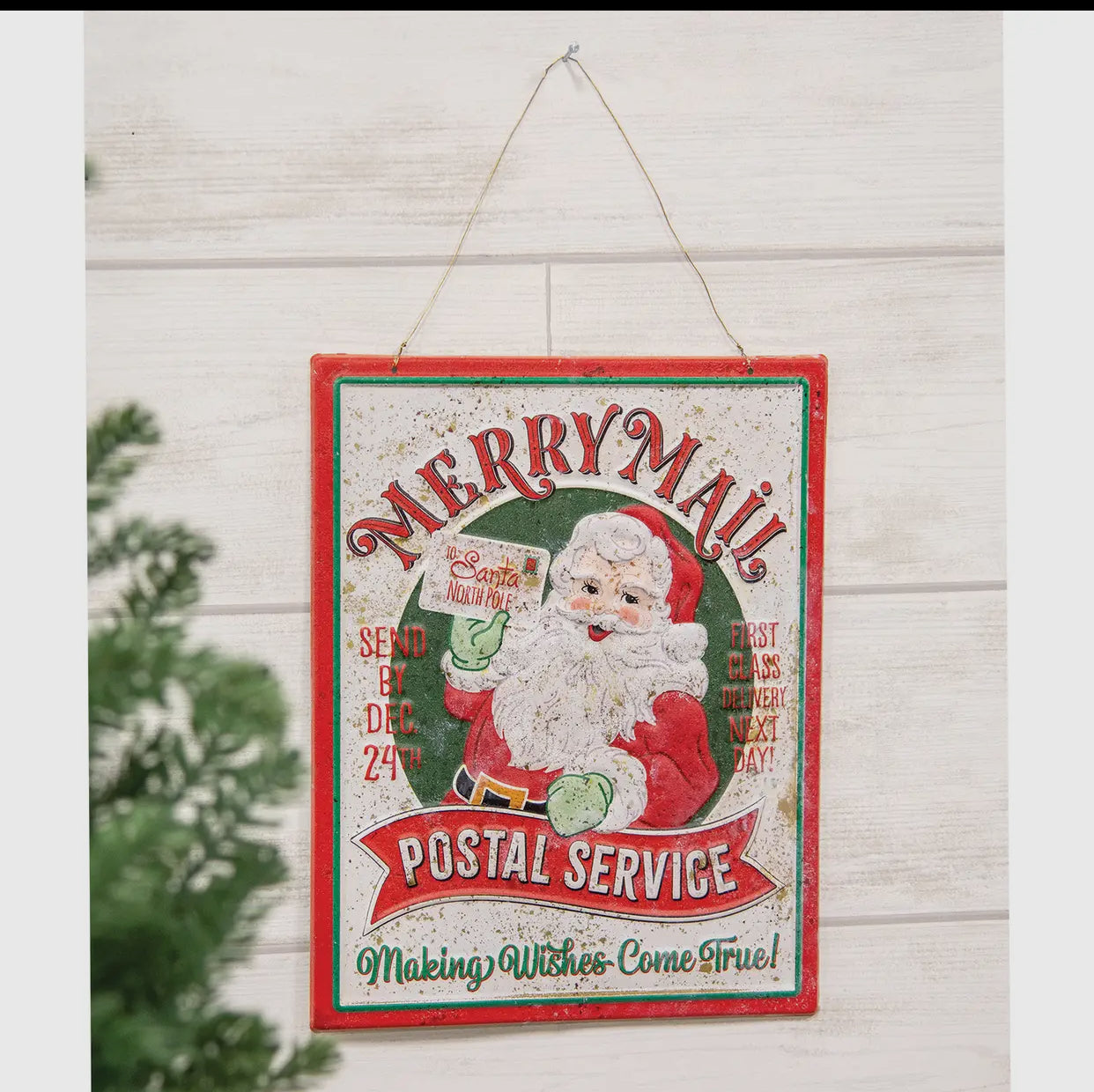 Retro Merry Mail Metal Sign