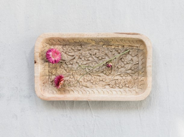 DF1669  Hand Carved Mango Wood Tray DF1669