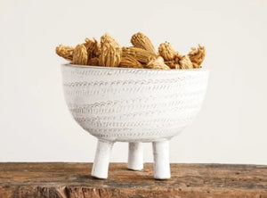 DA8432 Decorative Embossed Terra Cotta Pot, White
