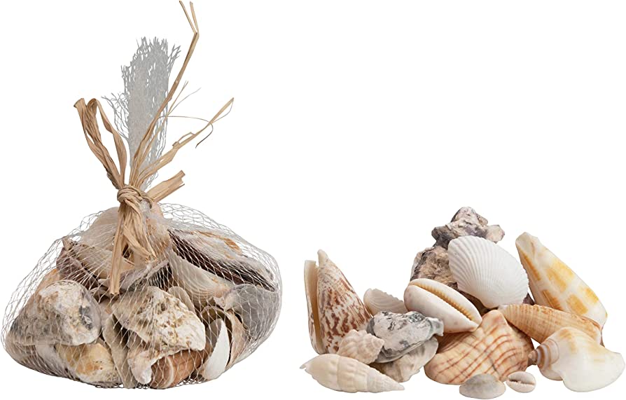 DF3895  Creative Co-Op Shells in Jute (Bag Contains 18 oz.)