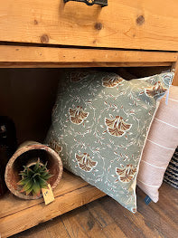 KNK032   Decorative Pillow ( Green & Marron Floral design)