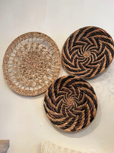 Black & Natural Round Wicker